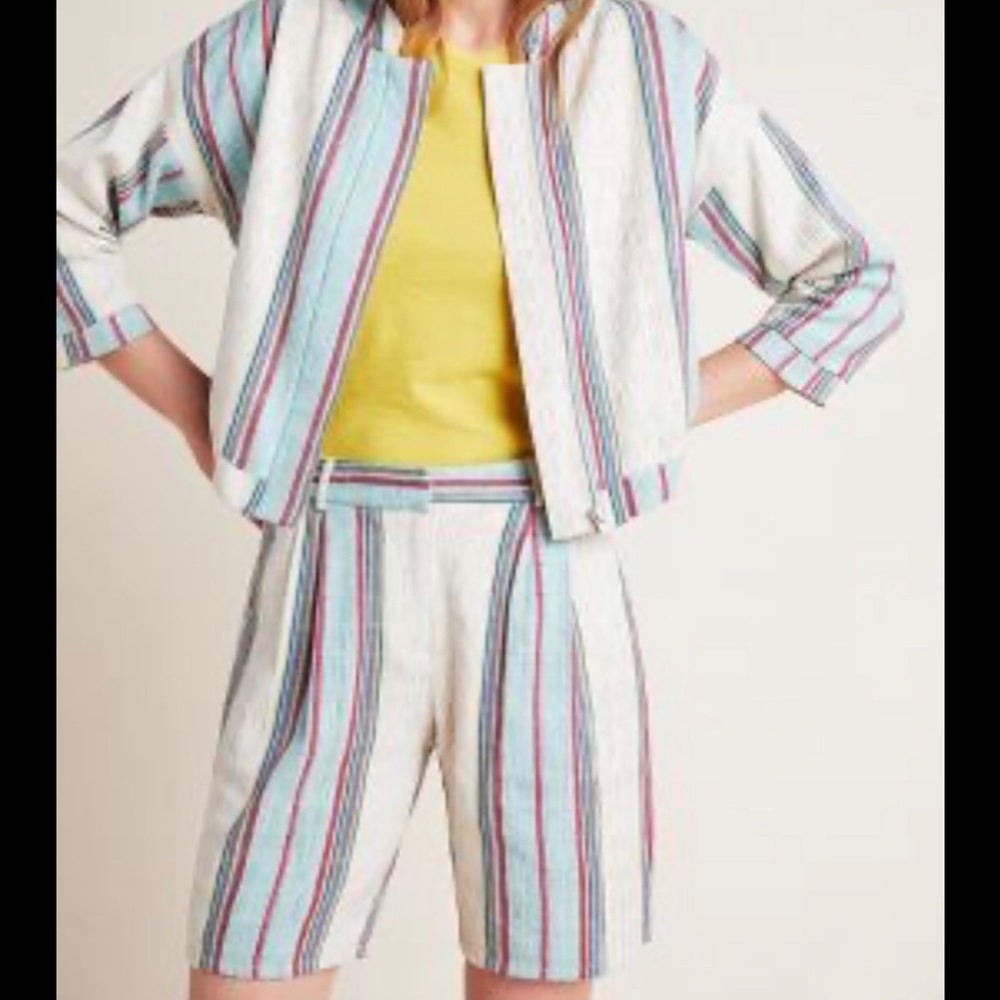 NWT dRA ANTHROPOLOGIE Viola Striped Shorts Large
